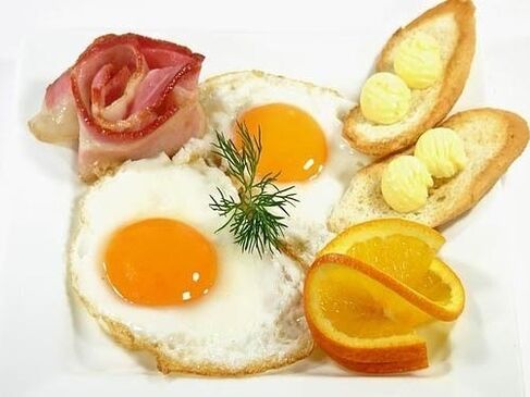 œufs au plat avec de la viande fumée comme aliment interdit pour la gastrite